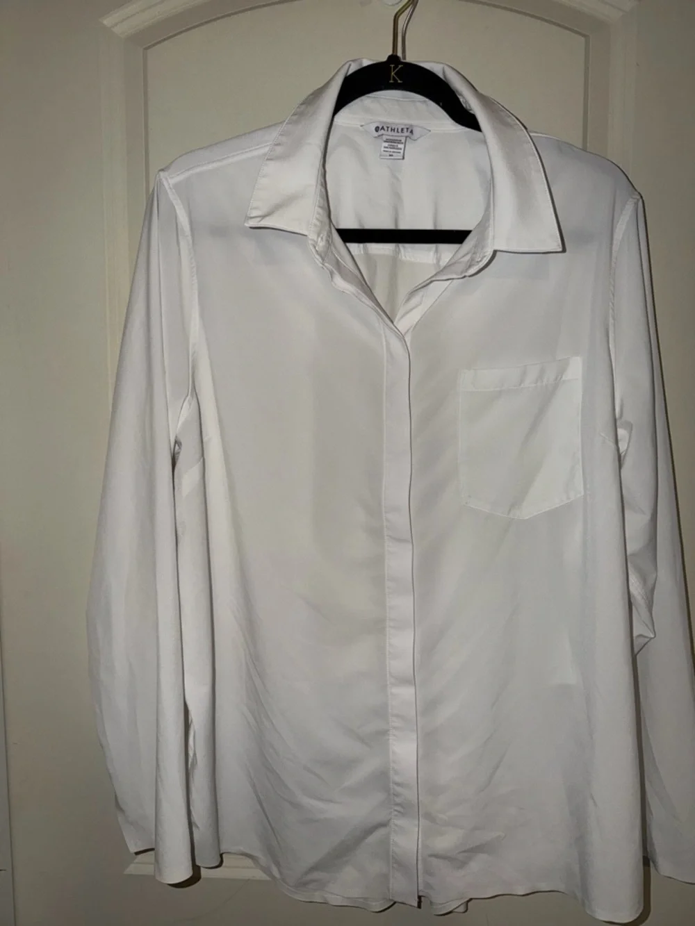 Athleta Women's White Long-Sleeve Button-Front Shirt XL - Picture 5 of 12